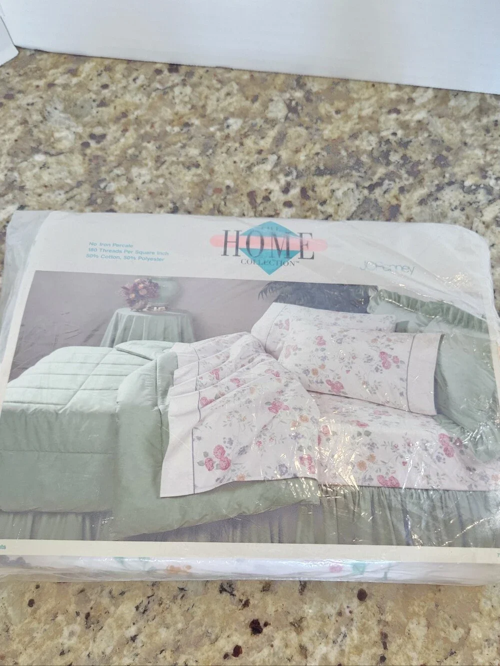 JCPenney Vintage Home Collection King Size Flat Sheet White Floral Christina NEW